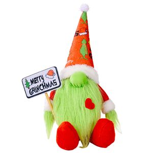 Muñeca sentada Feliz Navidad Cabello verde Monstruo Muñecas Decoraciones para el hogar Adorno de Navidad HH21-780