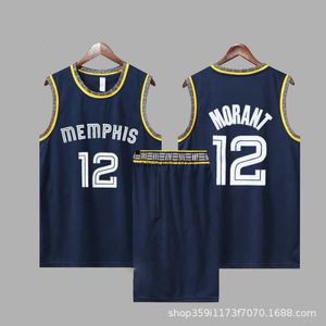 Grizzlies City Edition Morant No. 12, ensemble d'uniforme de basket-ball pour hommes et femmes, gilet américain respirant