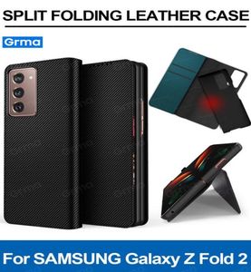 Grma Luxury All Covered Vegan Leather Funda con tapa de fibra de carbono para Galaxy Z Fold2 Fold 2 Folder 5G Funda plegable para teléfono Fundas para celulares 2726498