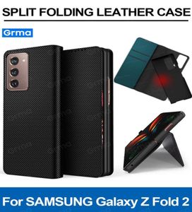 Grma Luxury All Covered Vegan Leather Funda con tapa de fibra de carbono para Galaxy Z Fold2 Fold 2 Folder 5G Funda plegable para teléfono celular 6618409