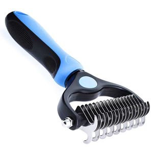 Grooming 2-side dematting tool for dogs and cats pets grooming brush double sided shedding and demattin