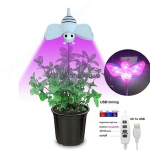 Grow Lights 24 LED plante poussent la lumière DC 5V USB Timing Phytolamp support de bureau pour LED plantes d'aquarium minuterie lampe à spectre complet intérieur V27 YQ230926
