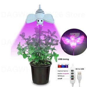 Grow Lights 24 LED plante poussent la lumière DC 5V USB Timing Phytolamp support de bureau pour LED plantes minuterie lampe à spectre complet fleur d'intérieur U26 YQ230926