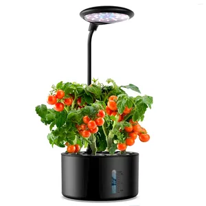 Luces de cultivo Kit de sistema de cultivo hidropónico Jardín interior con luz LED Tanque de agua de 1,8 l Tubo ajustable Planta de escritorio de espectro completo