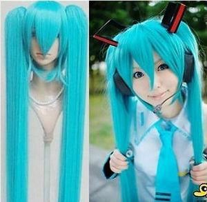 Livraison gratuiteNew Blue Vocaloid Hatsune Miku Show Anime Party Cheveux Cosplay Perruque AE179