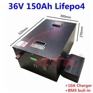 Batería de litio GTK Lifepo4 36V 150Ah con indicador LCD BMS para panel solar almacenamiento de energía autocaravana RV UPS + cargador 10A