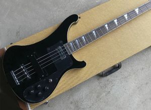 Guitare 4 cordes guitare basse électrique noire avec pickguard / quincaillerie noir, manche en palissandre, offrant un service personnalisé