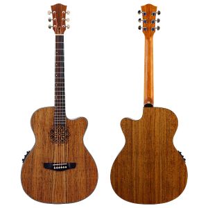 Guitare 40 pouces électrique acoustique guitare hickory body fleur motif de fleur de trou de son unique guitare folk mate 6 cordes en bois guitare