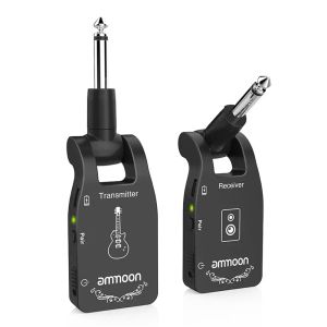 Guitar Ammoon 2.4G Guitarra inalámbrica Sistema receptor receptor Recargable 6 canales Transmisor de audio para bajo de guitarra eléctrica