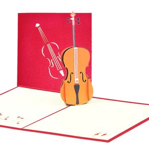 Tarjetas de felicitación de guitarra Favores de fiestas de cumpleaños decoraciones de fiesta de cumpleaños Guitarras para amantes de la música Regalo Arte Paper 3d Tarjetas emergentes