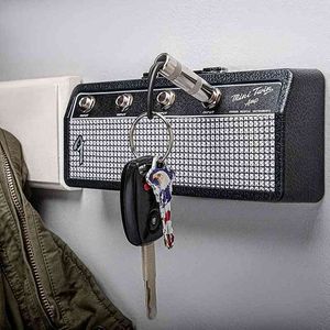 Guitar Keychain Holder For Hanging Door Wall Home House Storage Key Chain Amplifier Keys Plug Hanging Box Support Dropshiping 210609