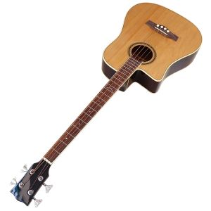 Guitare main gauche 4 cordes guitare électrique basse acoustique couleur naturelle corde en nylon bois basse gutiar 43 pouces pan coupé haute brillance