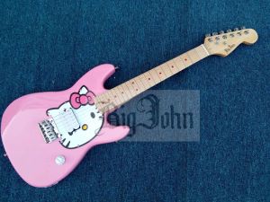 Guitar Mini Pink Kitty Cat Guitarra Electric Guitar Body Maple Facteboard S278
