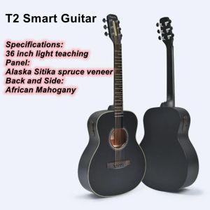 Guitar Poputar Smart Guitar T2 Ballad pour débutant Face Single Wood Beginner Boys / Girls 36inch Plavin LED LED SMART GUITAT GUITARE APPLOI AVEC BAG