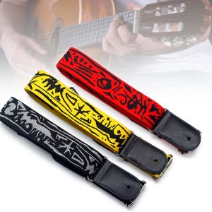 Guitare Pure Cotton broderie Double tissu Stractures de guitare avec des extrémités en cuir authentiques pour les bars de guitare électrique acoustique