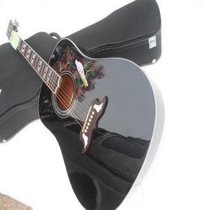 Guitare avec boîtier dur colombe en épicéa garanti la nature en bois noir acoustique guitare 3001896