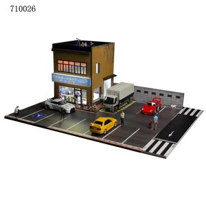 Pistolet jouets 1 64G ventilateurs voiture Garage Diorama modèle avec lumières LED parkings ville ensembles de bricolage peuvent être combinés avec les villes 231212
