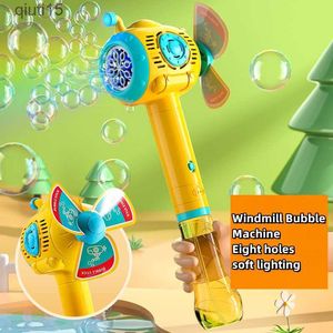 Juguetes de pistola 2 en 1 Molino de viento y máquina de burbujas Pistola de jabón automática eléctrica linda para fiesta de niños Juguete de soplador portátil al aire libre con luz LED T230522