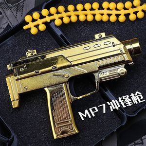 Pistola Juguetes MP7 M10 Mini Aleación Pistola de juguete Modelo Pistola Oro Bala suave Puede disparar Subametralladora Juguete para niños 230712