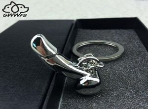 GWWFS Pinis masculin Chaînes clés Cadeaux pour hommes Femmes Silver Color Metal Alloy Godèles Génitaux Car Keychain Key Ring Men Bijoux 2019 J7692624