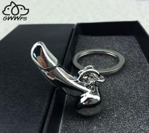 GWWFS Penis masculin Chaînes clés Cadeaux pour hommes Femmes Silver Color Metal Alloy Godèles Keychain Keychain Key Ring Men Bijoux 2019 J2787435