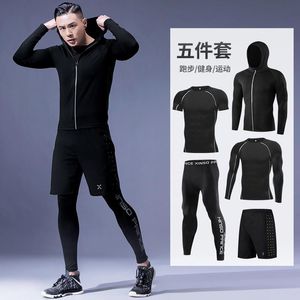 Vêtements de gymnastique Kit de Fitness Sports pour hommes Course à pied Séchage rapide Collants de basket-ball Vêtements d'entraînement d'hiver Course de nuit Cinq ensemblesGym