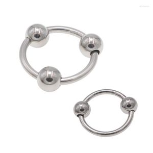 Ropa de gimnasia Anillo de entrepierna de hombre Ropa interior 304 Anillos resistentes de metal inoxidable con bolas Boxeadores físicos Chasity Cage Ropa interior de acero