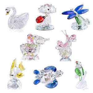 HD 8 styles Figurines en cristal Art Verre Animal Figure Statues Souvenir Sculpture Home Office Décoration Objets de collection Cadeau 210804