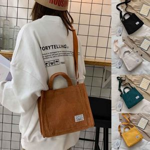 # H30 Sac à main en velours côtelé pour femmes, sac à bandoulière en toile de coton avec fermeture éclair, fourre-tout décontracté, sac à bandoulière écologique pour dames, sacoches Vintage