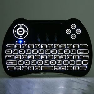 Teclado inalámbrico retroiluminado H9 Fly Air Mouse, Control remoto multimedia, panel táctil QWERTY de mano con luz negra para Android TV BOX