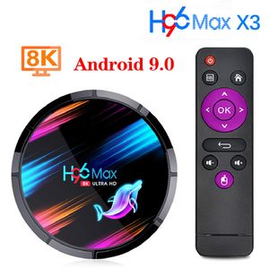 H96 MAX X3 Android 9.0 TV Box 4 Go 64 Go 32 Go 4G128G Amlogic S905X3 Quad core Wifi 8K H96MAX X3 TVBOX Android9 Décodeur rond avec affichage numérique 1000M 2.4G 5G Wifi