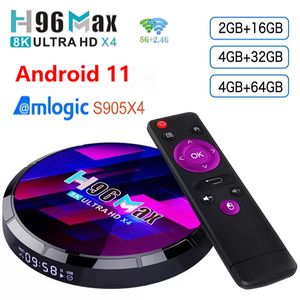H96 max X4 Amlogic S905X4 TV Box Android 11 4GB 64GB 2.4G5G Wifi BT5.0 prise en charge de la commande vocale USB3.0 décodeur