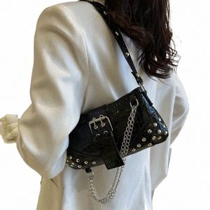 Haex Punk 2023 Fi Bag Mujer High Street Moto Estilo Individualidad Punk Underarm Hombro Bolso Mujer Cadenas Sac A Main A8TU #