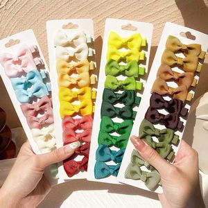 Accessoires de cheveux 10 PCS / SET 2 Gradient Bows Coloreful Clips Hair pour filles Ribbon Fabriqué à la main