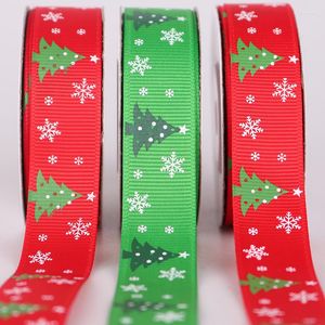Accesorios para el cabello 10y/rollo 20mm cinta de grogrén con estampado de árbol de Navidad para envolver regalos lazos de decoración de boda DIY