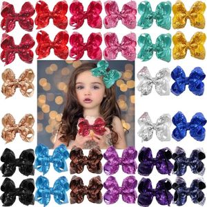 Accessoires pour cheveux 12 pièces (6 couleurs par paires) avec nœuds à paillettes scintillantes, pinces crocodile pour bébés filles, mélange de couleurs, ruban solide