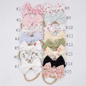 Accessoires pour cheveux 15 pièces/lot noué à la main tissu arc bébé Nylon bandeau Floral moulinet Pigtail Clips accessoire pour bébé