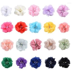 Accessoires pour cheveux, 200 pièces/lot, pétales de fleurs en mousseline de soie 55mm pour bébés filles, bandeau, chaussures de bricolage, épingles à cheveux, fournitures artisanales