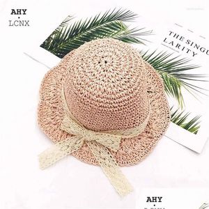 Accessoires de cheveux 2024 Fashion Summer Foldable Kids Girls Girls Lace Bow Flowers Caps respirant Elegant Sun Hat Lovely St Baby Drop Del Otycz