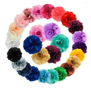 Accesorios para el cabello 300 unids/lote 3 pulgadas tela satinada elegante grande Puff flor DIY ramo de boda mujeres niñas tela precio al por mayor