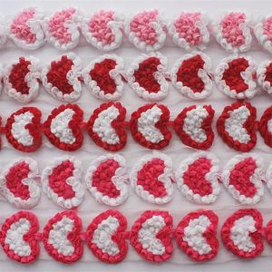 Accessoires de cheveux 40pcs / lot 9cm Saint Valentin Grand mousseline de soie Rose Coeur Applique pour bricolage bébé filles bandeau coiffure vêtements couture