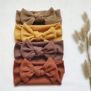 Accessoires de cheveux 4pcs / lot des filles nés Band Top Knot Turban Baby Waffle Knit Bandbands For Children Band Big Head Wraphair