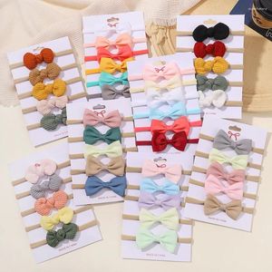 Accesorios para el cabello 5/6 Uds. Diadema con lazo de Color sólido para niñas, cinta para la cabeza de grogrén para bebés y niños, venta al por mayor