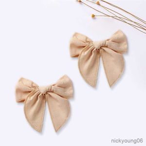 Hair Accessories 5.7 Inches Bows For Girls Hairclip Baby Clips Cotton Hairpins Children Barrette Pins Hairgrips R230608