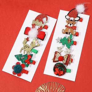 Accessoires de cheveux 5pcs Clips de décoration de Noël Arbre et chapeau de Satan Pins Bow pour bébé fille coiffure pour enfants