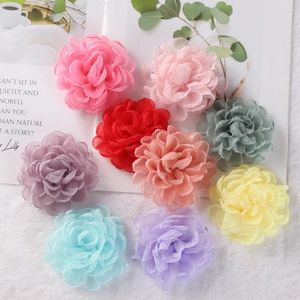 Accessoires pour cheveux, 5 pièces, nœuds en Organza à bord brûlé coréen, sans Clips, couvre-chef à fleurs de Boutique, accessoire de fleurs DIY pour bandeau