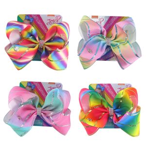Accessoires de cheveux 8 pouces Bow Jojo Colored Sequins with Diamond Children's Hair Clip with Card Girl's Hairpins for Holiday Fêtes