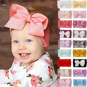 Accessoires de cheveux bébé filles doux arc bandeau bandeau enfants Stretch Turban noeud tête Wrap Nylon enfant en bas âge chapeaux 18 couleurs