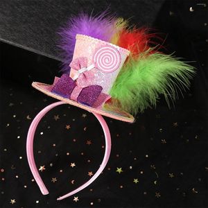Accessoires pour cheveux Candy Color Hoop Coiffe Steampunk Mini Top Hat Fascinator Bandeau Enfant Adulte Bow Plume Chapeaux Costume Accessoire