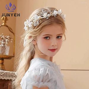 Accesorios para el cabello para niños, diadema con guirnalda, corona de perlas, tocado coreano de princesa para niña, flor de rendimiento, boda para niños